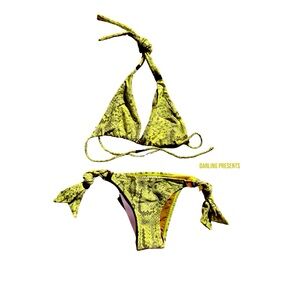 Cia Maritima Snake Print Bikini Swimsuit Snake Print Women Color Yellow Size S
